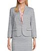 Color:California Sky Multi - Image 4 - Tweed Woven Cut-Out Stand Collar Long Sleeve Flap Pocket Coordinating Jacket