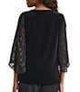 Kasper Velvet Flutter Sleeve Mix Medi Top, Color:Black - Image 2