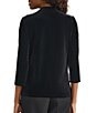 Kasper Velvet Mock Split V-Neckline 3/4 Sleeve Wrap With Embellishment Blouse, Color:Black - Image 2
