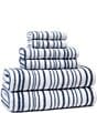 Color:Denim Blue/White - Image 1 - Hudson Striped Bath Towel