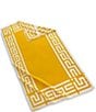 Color:White/Yellow - Image 1 - Outdoor Colleciton Greek Key Frame Reversible Beach Towel