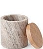 Color:Brown - Image 1 - San Marino Marble & Mango Wood Cotton Jar
