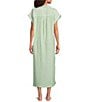 Kate Landry by Landry Yarn Dye Woven Short Sleeve Collared Split V-Neck Long Caftan - Image 2