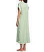 Kate Landry by Landry Yarn Dye Woven Short Sleeve Collared Split V-Neck Long Caftan - Image 3