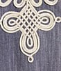 Color:Embroidered Chambray - Image 3 - Kate Landry Cording Embroidered Trim Short Sleeve Split V-Neck Woven Caftan