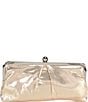 Color:Champagne - Image 1 - Pleat Front Frame Metallic Clutch