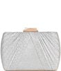 Color:Silver - Image 1 - Pleated Lurex Tweed Minaudiere Clutch