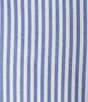 Color:Blue/White - Image 3 - Plus Size Yarn Dye Woven Short Sleeve Split Collared Long Caftan