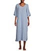 Color:Blue - Image 1 - Kate Landry Striped Woven Blue Dobby Caftan