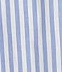Color:Blue/White - Image 4 - Kate Landry Yarn Dye Woven Short Sleeve Collared Split V-Neck Long Caftan