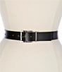 Color:Black/Cream - Image 1 - .98 Reversible Leather Belt