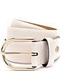 Color:Cream - Image 1 - 1.37#double; Feather Edge Leather Belt