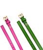 kate spade new york 2-for-1 Leather Belt Set, Color:Rhodedendron/Kate Spade Green - Image 3