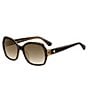 Color:Brown Pattern - Image 1 - Amberlynn Polarized Round Sunglasses