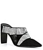Color:Black/Clear - Image 1 - Bianca Suede Pave Rhinestone Dress Mules