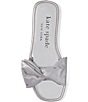 Color:Silver - Image 4 - Bikini Metallic Bow Flat Slides
