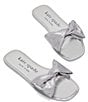 Color:Silver - Image 5 - Bikini Metallic Bow Flat Slides