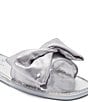 Color:Silver - Image 6 - Bikini Metallic Bow Flat Slides