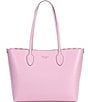 Color:Berry Cream - Image 1 - Bleecker Gingham Pop Printed Saffiano Leather Large Tote Bag