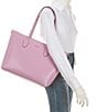 Color:Berry Cream - Image 4 - Bleecker Gingham Pop Printed Saffiano Leather Large Tote Bag