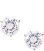 Color:Silver - Image 1 - Brilliant Trio Prong Stud Earrings