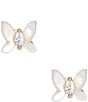Color:White Multi - Image 1 - Butterfly Crystal Mini Stud Earrings