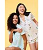 kate spade new york Celebration Printed Knit Shorty Bridal Pajama Set, Color:White Novel - Image 6