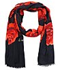 kate spade new york Charming Rose Oblong Scarf, Color:Plantentary/Navy - Image 1