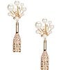 Color:Champagne/Gold - Image 1 - Cheers To That Crystal and Pearl Drop Earrings