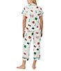 kate spade new york City Element Print Short Sleeve Notch Collar Cropped Pajama Set, Color:White Novelty - Image 2