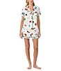 kate spade new york City Elements Print Short Sleeve Notch Collar Shorty Pajama Set, Color:White Novelty - Image 3