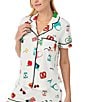 kate spade new york City Elements Print Short Sleeve Notch Collar Shorty Pajama Set, Color:White Novelty - Image 4