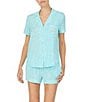 Color:Aqua - Image 1 - Confetti Dot Printed Mrs. Shorts & Top Jersey Bridal Pajama Set