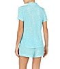 Color:Aqua - Image 2 - Confetti Dot Printed Mrs. Shorts & Top Jersey Bridal Pajama Set