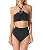 kate spade new york Contrast Rosette Solid High Neck Bra Swim Top - Image 3