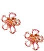Color:Pink/Gold - Image 1 - Crystal Paradise Flower Stud Earrings