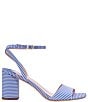 Color:Wild Blue Iris/Fresh White - Image 2 - Delphine Striped Fabric Ankle Strap Sandals