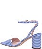 Color:Wild Blue Iris/Fresh White - Image 3 - Delphine Striped Fabric Ankle Strap Sandals