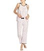 Color:Pink/Black - Image 1 - Dot Print Jersey Cropped Coordinating Pajama Set