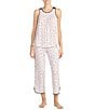 Color:Pink/Black - Image 2 - Dot Print Jersey Cropped Coordinating Pajama Set