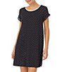 Color:Black Ivory Dot - Image 1 - Dot Print Jersey Knit Round Neck Short Sleeve Nightshirt