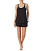 Color:Black/Ivory Dot - Image 3 - Dot Print Jersey Knit Tank & Shorts Coordinating Pajama Set