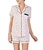 Color:Pink Dot - Image 1 - Dot Print Jersey Shorty Coordinating Pajama Set