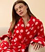 kate spade new york Dot Print Long Sleeve Shawl Collar Chenille Long Robe - Image 5