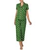 kate spade new york Dot Print Short Sleeve Notch Collar Cropped Jersey Knit Pajama Set - Image 1