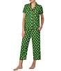 kate spade new york Dot Print Short Sleeve Notch Collar Cropped Jersey Knit Pajama Set - Image 3