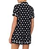 Color:Black Ivory Dot - Image 2 - Dot Print Short Sleeve Notch Collar Jersey Knit Shorty Pajama Set