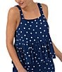Color:Navy Dot - Image 4 - Dot Print Sleeveless Square Neck Knit Pant Pajama Set