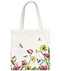 Color:Multi - Image 1 - Dragonflies and Tulips Canvas Book Tote Bag