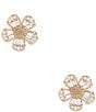 Color:Clear/Gold - Image 1 - Fleurette Crystal Stud Earrings